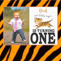 Dschungel-Tiger-Einladung zum 1. Geburtstag