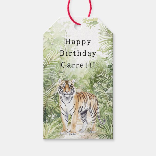 Dschungel Tiger Geburtstag Geschenkanhänger (Vorderseite)