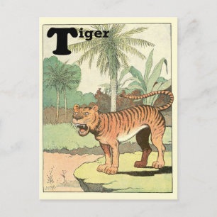 Dschungel Tiger Tier Alphabet Postkarte
