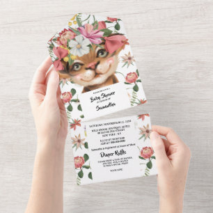 Dschungel-Wasserfarbe-Tigerjunges süße Katze Baby- All In One Einladung