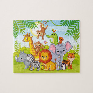 Dschungel-Wildbaby-Tiere-Puzzle Puzzle