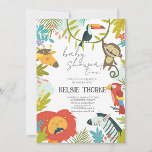 Dschungel-Wildlife-Baby-Party Einladung