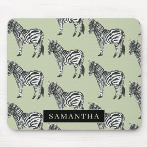 Dschungel Zebra Wilde Muster & Personalisierter Na Mousepad