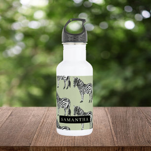 Dschungel Zebra Wildes Muster & Personalisierter N Edelstahlflasche
