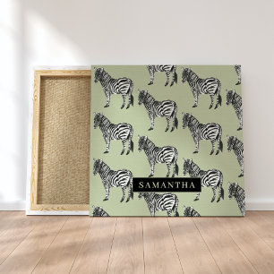 Dschungel Zebra Wildes Muster & Personalisierter N Leinwanddruck