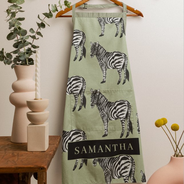 Dschungel Zebra Wildes Muster & Personalisierter N Schürze (Von Creator hochgeladen)
