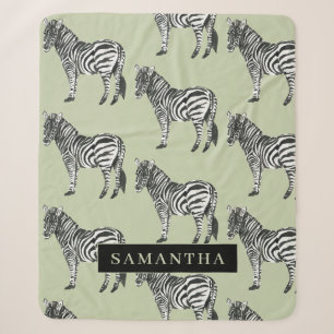 Dschungel Zebra Wildes Muster & Personalisierter N Sherpadecke