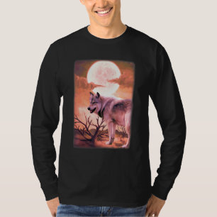 Dschungelberg Nacht Heulen Bei Mond Wölfe W T-Shirt