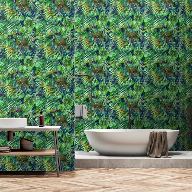 Dschungelblätterblättern große Monstera-Blätter tr Tapete (Badezimmer)