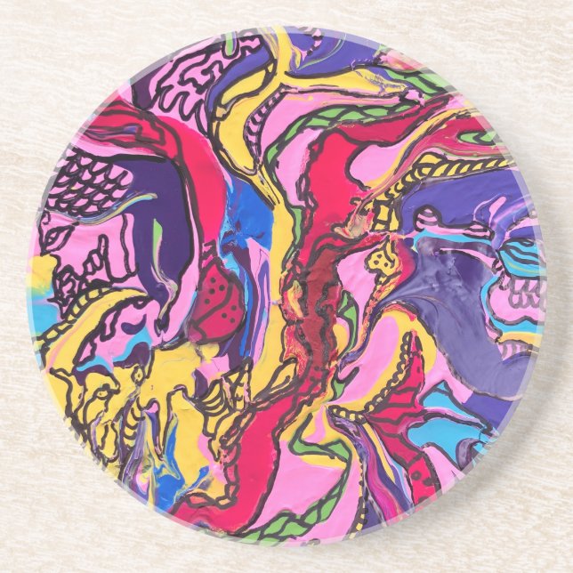 "Dschungelfieber" gedruckte Sandstein-Untersetzer Getränkeuntersetzer (Vorne)