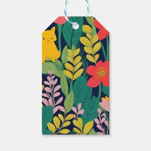 Dschungelflorale Blätter Geschenkanhänger (Vorderseite)