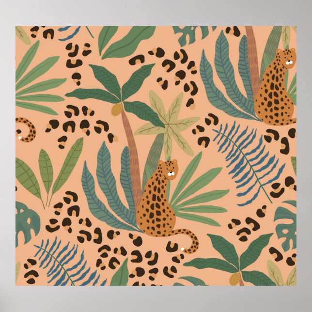 Dschungelleopardprint: Tiernahtloses Muster. Poster (Vorne)