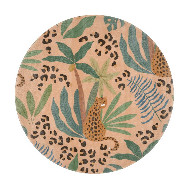 Dschungelleopardprint: Tiernahtloses Muster. Schneidebrett (Vorderseite)