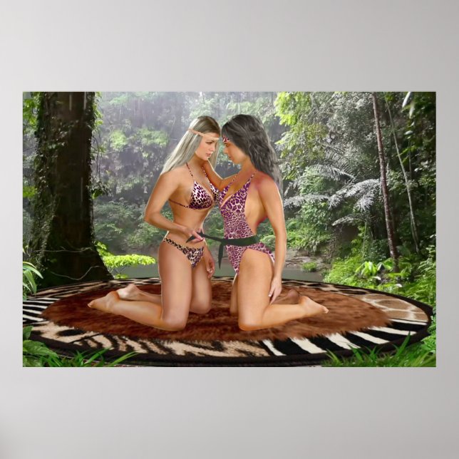 Dschungelmädchen messen sich poster (Vorne)