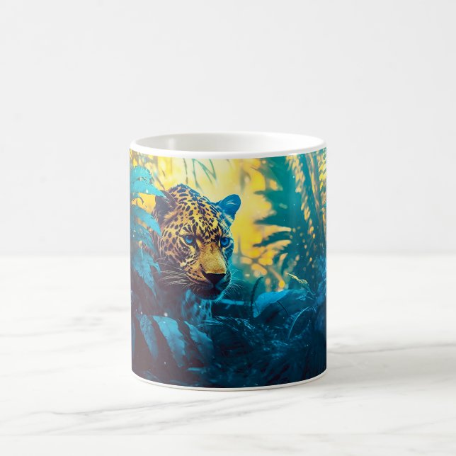 Dschungelmalerei auf einem Leopard Kaffeetasse (Mittel)