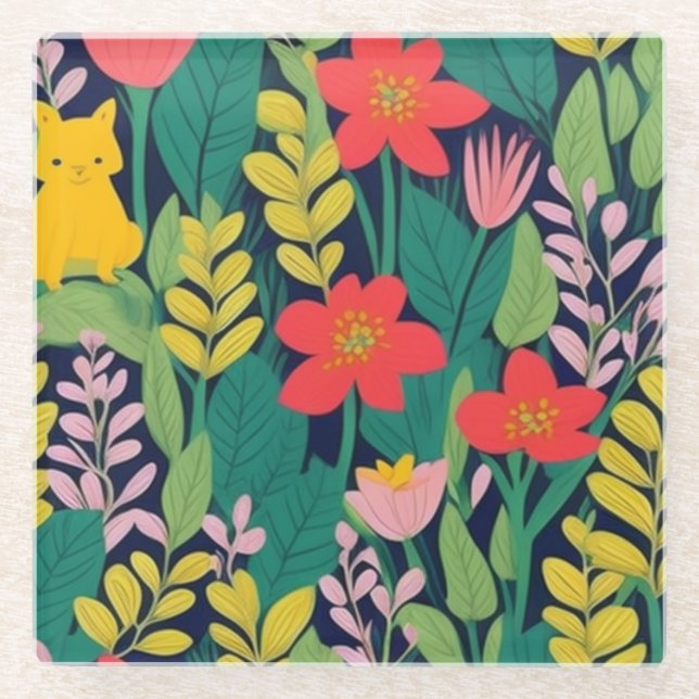 Dschungelmuster Glasuntersetzer (Vorderseite)