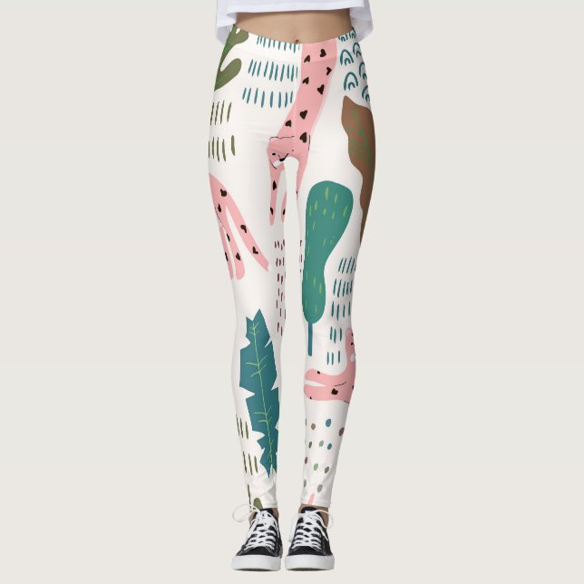 Dschungelmuster, Leopardendruck, Vintag. Leggings (Vorderseite)
