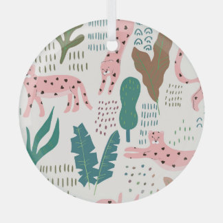 Dschungelmuster, Leopardendruck, Vintag. Ornament Aus Glas