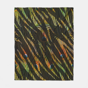 Dschungelmuster Zebrastreifen und Pfauenfedern Fleecedecke