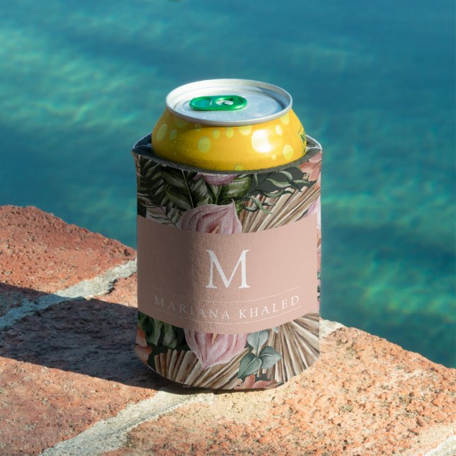 Dschungelpalme Blätter Regenwald Blume rosa grün Dosenkühler (In Situ Pool)