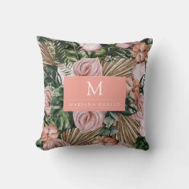 Dschungelpalme Blätter Regenwald Blume rosa grün Kissen