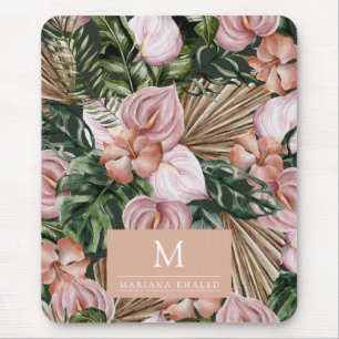 Dschungelpalme Blätter Regenwald Blume rosa grün Mousepad