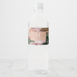 Dschungelpalme Blätter Regenwald Blume rosa grün Wasserflaschenetikett