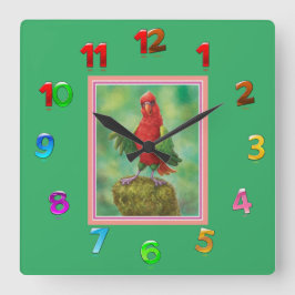 Dschungelrot/grün/Wall-Uhr Quadratische Wanduhr