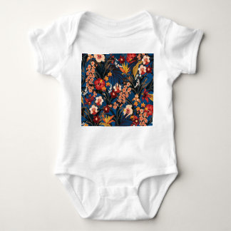 Dschungelschick: Dunkelblau exotisch. Baby Strampler