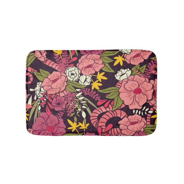 Dschungelschlangen, tropische Blume, Vintages Must Badematte (Vorderseite)