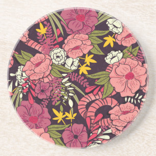 Dschungelschlangen, tropische Blume, Vintages Must Getränkeuntersetzer