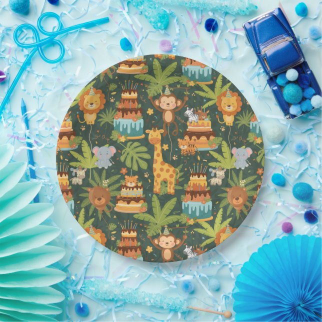 Dschungelthemen-Papierplatten zum Kindergeburtstag Pappteller (Party)