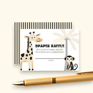 Dschungeltiere Baby Shower Windel-Raffel-Los Begleitkarte
