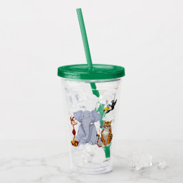 Dschungeltiere: Elefant, Tiger, Affe Acryltrinkbecher