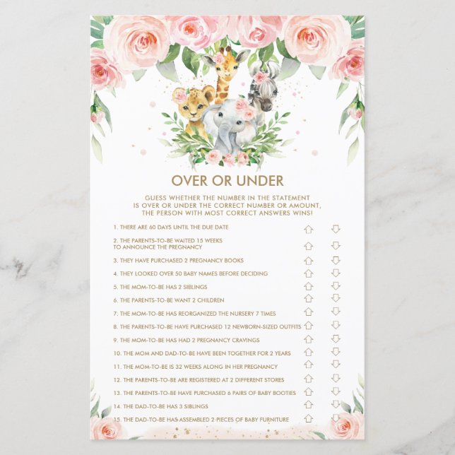 Dschungeltiere florales Baby über oder unter dem S (Vorderseite)