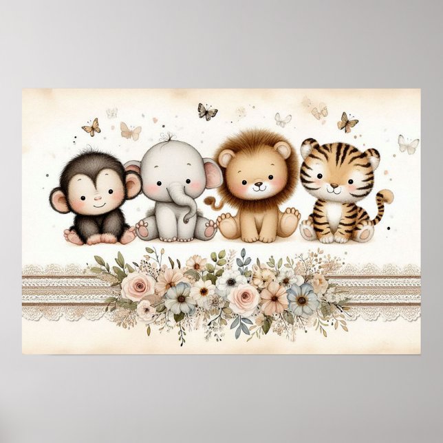 Dschungeltiere Kinderzimmer 2 Poster (Vorne)