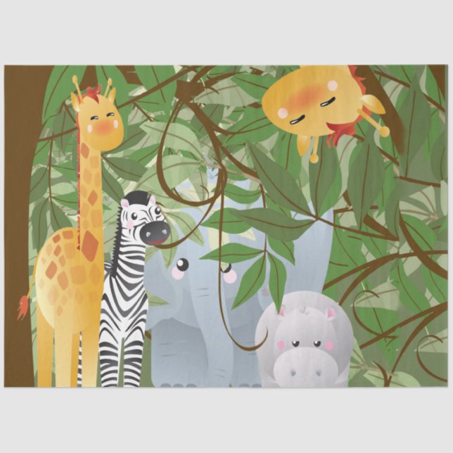 Dschungeltiere Kinderzimmer Decoupage Seidenpapier (Vorderseite)