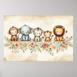 Dschungeltiere Kinderzimmer  Poster