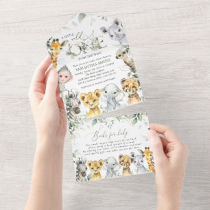 Dschungeltiere, Safari, Wilder Eins, Babyparty All In One Einladung