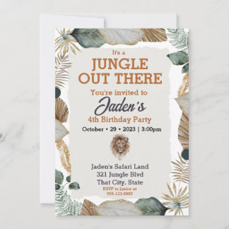 Dschungeltiere Tiere zum Geburtstag Gold Einladung