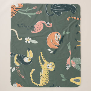 Dschungeltiere Vintage Flora Fauna Sherpadecke