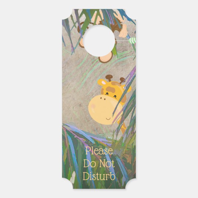 Dschungle Theme Custom Text Child's Room Door Hang Türanhänger (Rückseite)