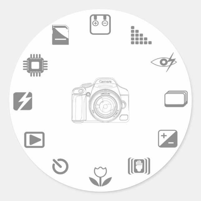 DSLR-Funktion Runder Aufkleber (Vorderseite)