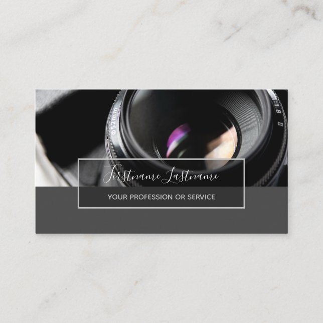 DSLR-Kameraobjektiv für Fotografen Videographen Visitenkarte (Vorderseite)