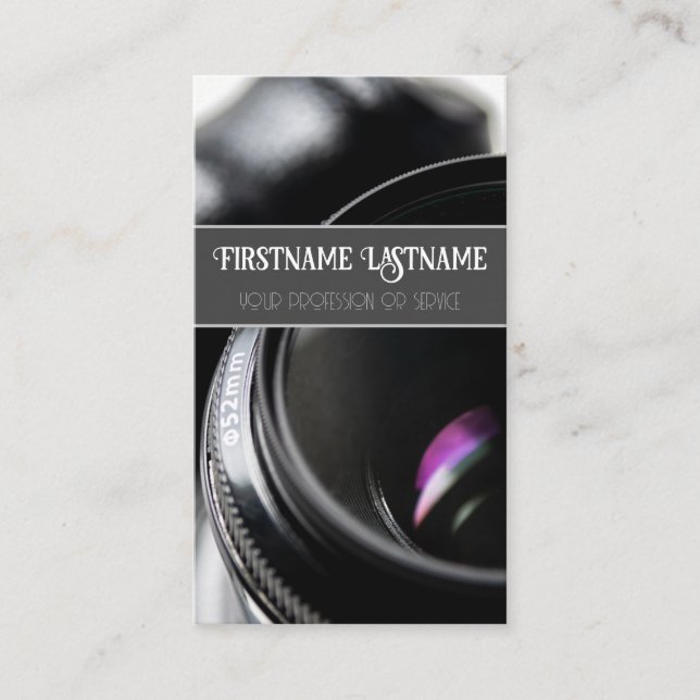 DSLR-Kameraobjektiv für Fotografen Videographen Visitenkarte (Vorderseite)