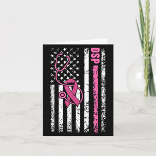 DSP Brustkrebs Stethoskop rosa Ribbon-USA-Flagge Karte