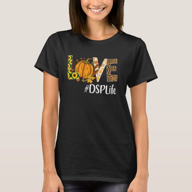 Dsp Liebe Fall Pumpkin Leopard Halloween Herbst T-Shirt (Vorderseite)
