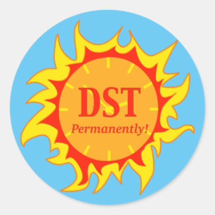 DST permanent - Sommerzeit Runder Aufkleber