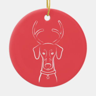 DTDR Feiertags-Verzierung - natürlicher Dobermann Keramikornament
