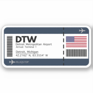 DTW Detroit Boarding Pass - Ticket für Vereinigte  Aufkleber